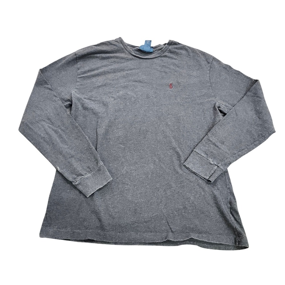 POLO RALPH LAUREN T-SHIRT MENS S LONG SLEEVE GRAY PONY LOGO COTTON